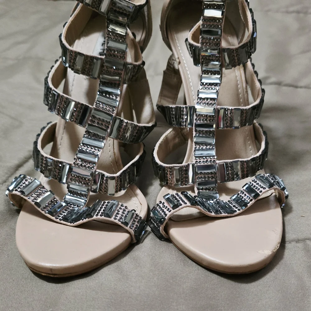 Steve Madden Women's Strappy Heels - Nude and Silver